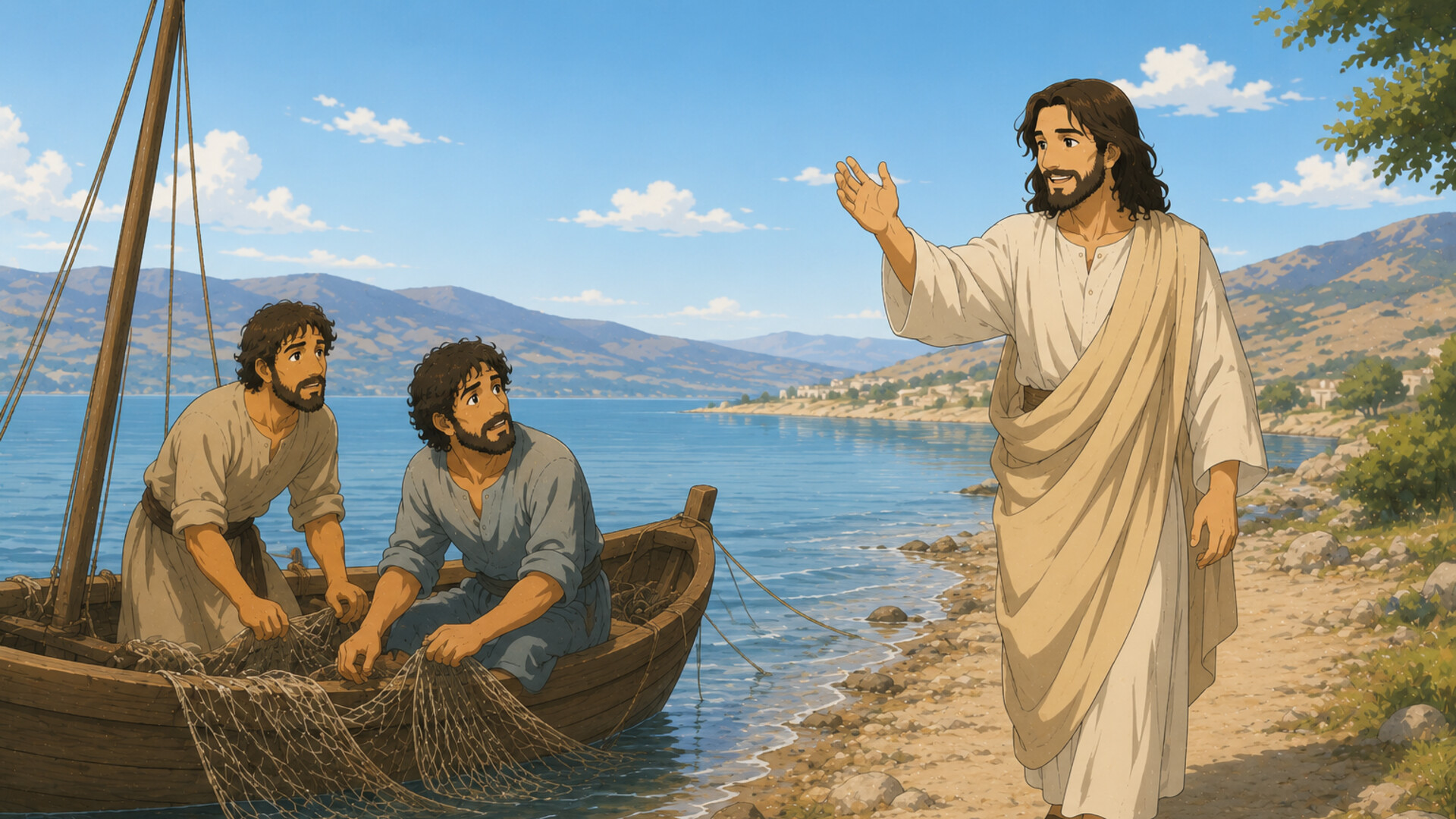 Jesus calls His first disciples by the Sea of Galilee